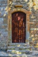 old wooden door to the Church of Angeloctisti in Larnaca
