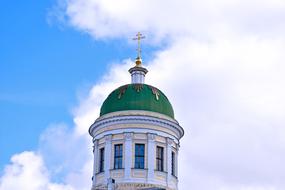 church with green dome against the sky