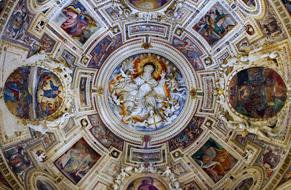 Catholic images on the dome of a church in Sicily