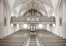 white interior in a church in Germany