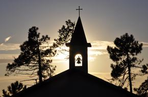 bell tower at sunset