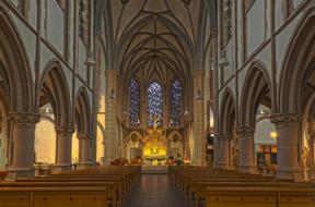 arches in the interior of the cathedral in dusseldorf