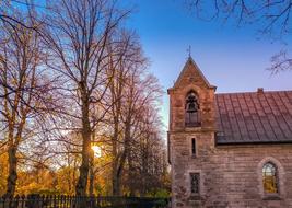 wonderful Cemetery and Church at the sunset
