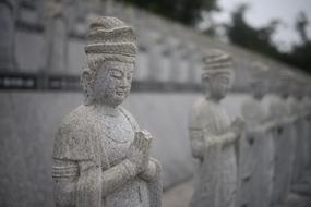 Beautiful Guanyin statues in the row in Japan