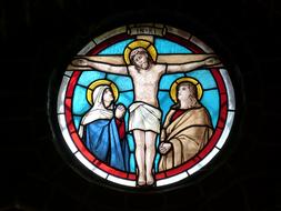 church window with crucified Jusus