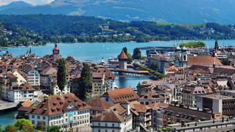 panoramic view of Lucerne city on the lake