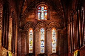 stained glass windows of old Cathedral, france, brantome