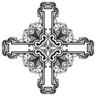 painted black and white decorative cross