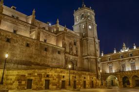 Cathedral Church Architecture in the night light in spain