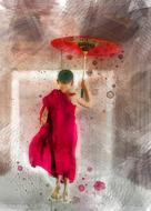 monk boy with umbrella