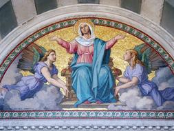 Beautiful and colorful mosaic in the Notre-Dame-De-La-Garde basilica in Marseille, France