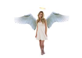 clipart of a girl in a white dress with angel wings