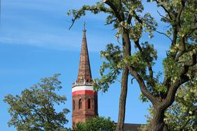 polish flag around Church tower