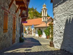 Beautiful and colorful landscape of Kalopanayiotis with green plants on Cyprus, Greece