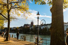 embankment of old city at Autumn, Switzerland, Basel