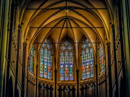 beautiful stained glass windows in the catholic church