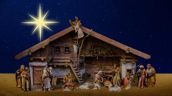nativity scene, christmas greeting