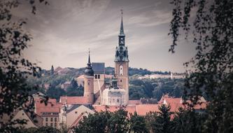 Town Hall and St Nicholas Church in old city, Germany, Saxony, Freiberg