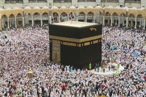 a crowd of people in a harem