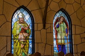 stained glass windows with saints