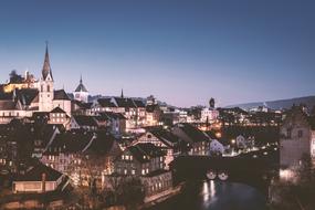 panoramic view of the city by the river in switzerland