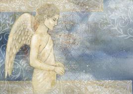 watercolor background with an angel