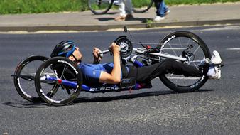 Trike Bike Active on the asphalt on a sunny day