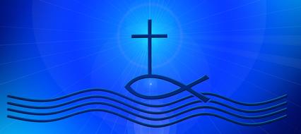 fish and cross, christian symbols, drawing