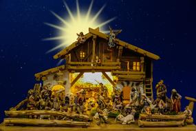 wooden decoration in the form of a christmas story