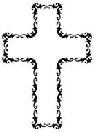 Beautiful cross with colorful floral outline at white background