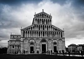 Pisa Cathedral at cloudy sky, Italy, Pisa