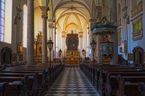 long passage to the church altar