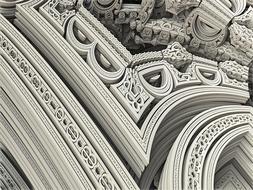 Close-up of the beautiful, white arches with patterns