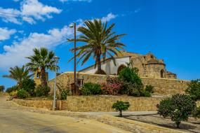 Church Stone Orthodox among the palms in cyprus