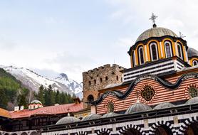 cross on the dome in Rila Monastery