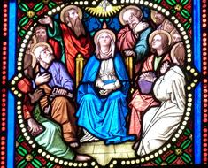 church window with Bible motives
