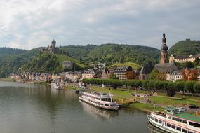 cruise ships on the Mosel river, Cochem, Germany