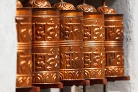 bronze bells in a tibetan temple