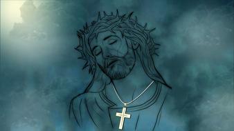 image of Jesus with a silver cross