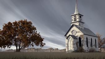 scenic white wooden church