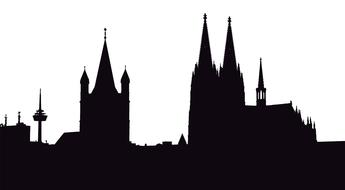 black silhouette of a church on a white background