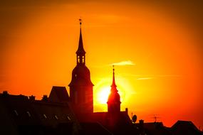 landscape of City Silhouette at Sunset