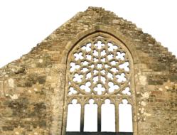 antique gothic window in the ruined cathedral