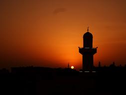 silhouette of Mosque at Sunset sky