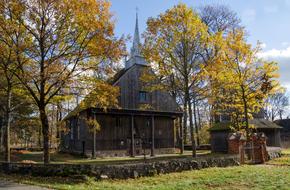 Church Village Architecture at autumn