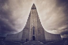 dramatic sky above Church Reykjavik