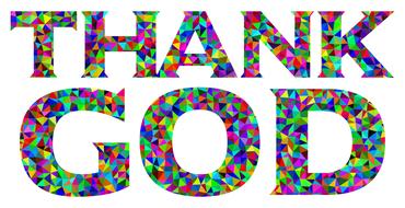 drawing of the colorful thank god text