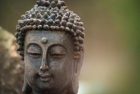 Beautiful Buddha statue in meditation at blurred background