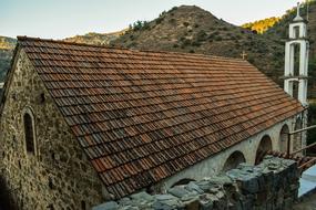 clay tile Roof of Old Church, cyprus, kalopanayiotis