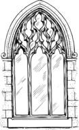black and white drawing of a window with a lattice
